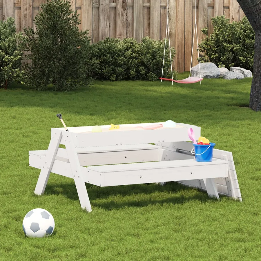 Table de pique-nique avec bac à sable pour enfants pin massif - 4