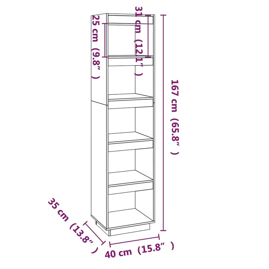 Bibliothèque/Séparateur de pièce Blanc 40x35x167 cm Pin solide - 8