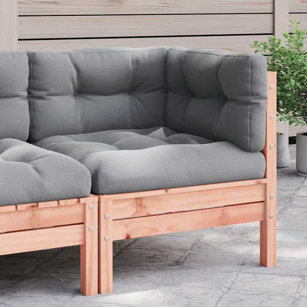 Canapé d'angle de jardin avec coussins bois massif douglas