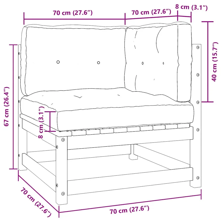 Canapé d'angle de jardin avec coussins bois massif douglas - 9