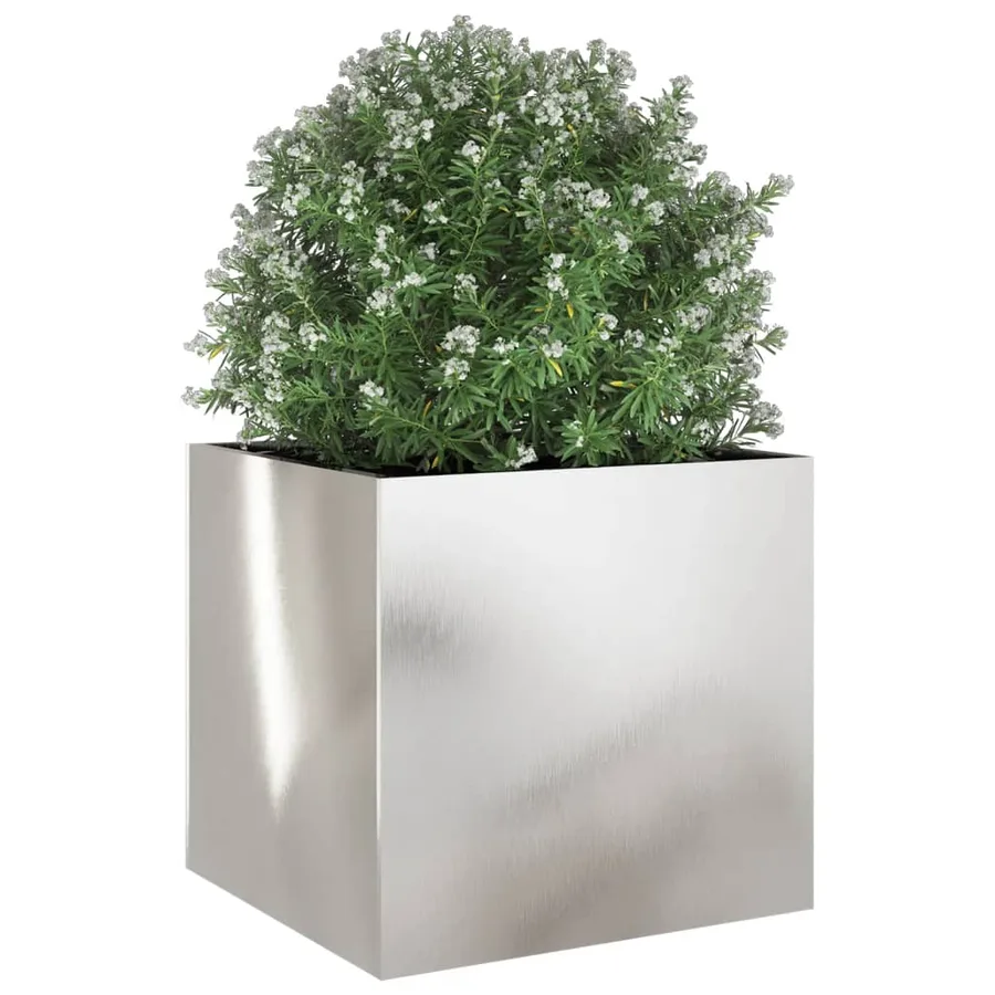 Jardinière argenté 49x47x46 cm acier inoxydable - 4