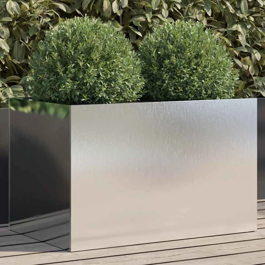 Jardinière argenté 62x40x39 cm acier inoxydable