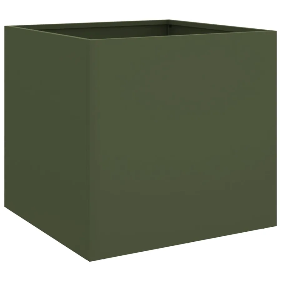 Jardinière vert olive 49x47x46 cm acier - 2