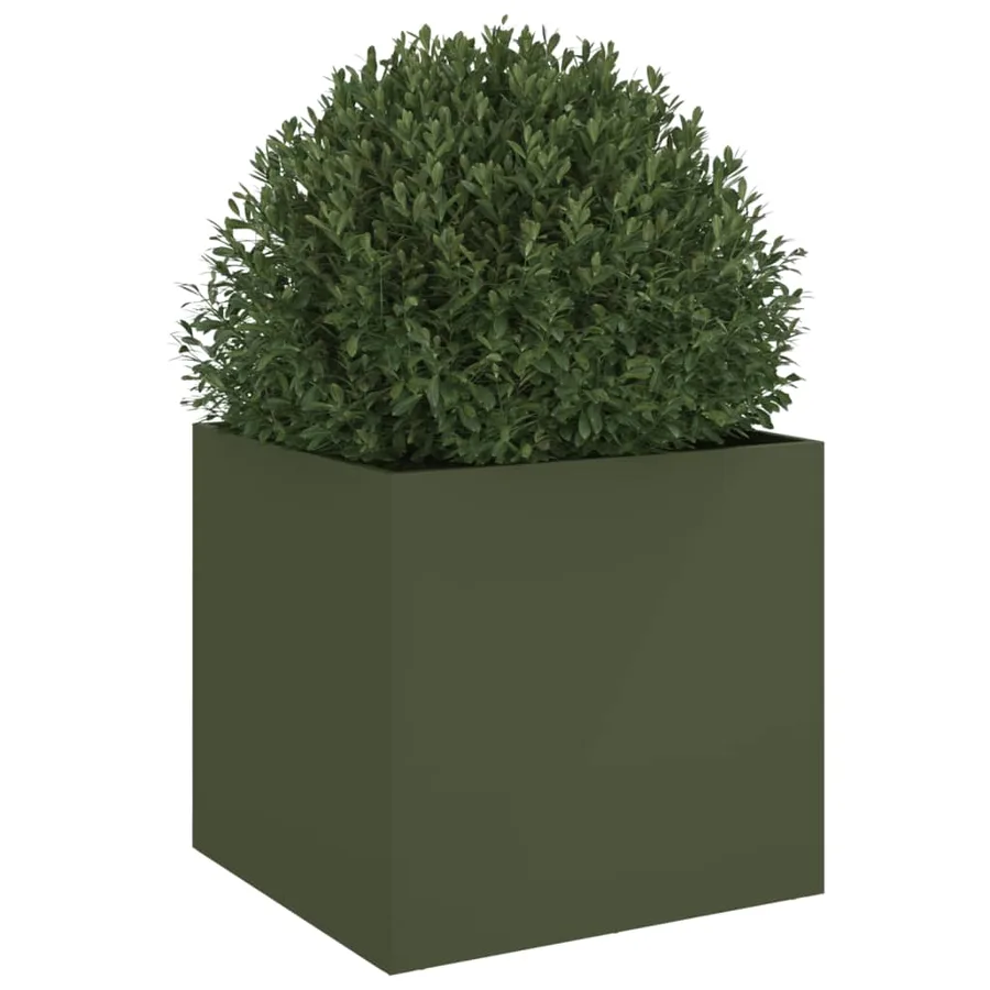 Jardinière vert olive 49x47x46 cm acier - 4