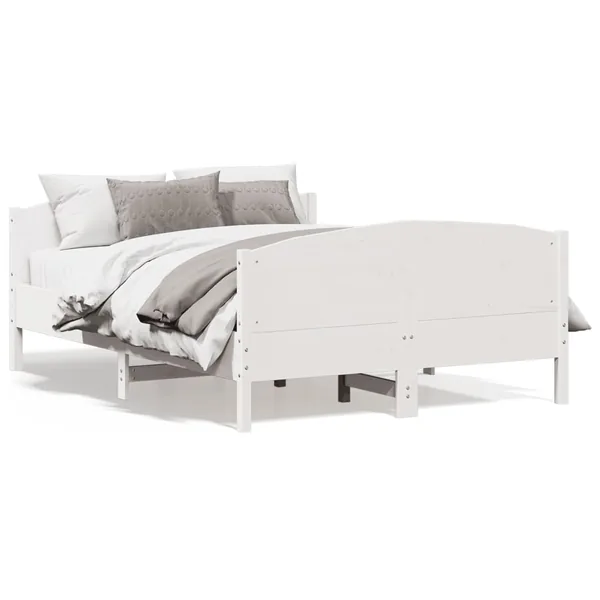 Cadre de lit avec tête de lit blanc 150x200 cm bois pin massif