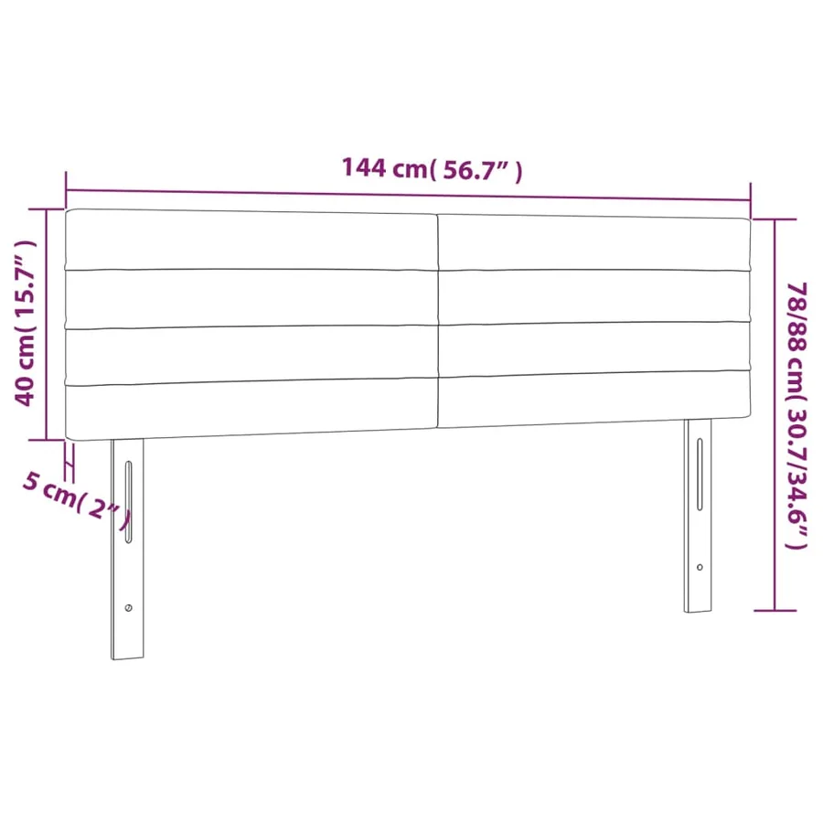 Tête de lit à LED Bleu 144x5x78/88 cm Tissu - 6