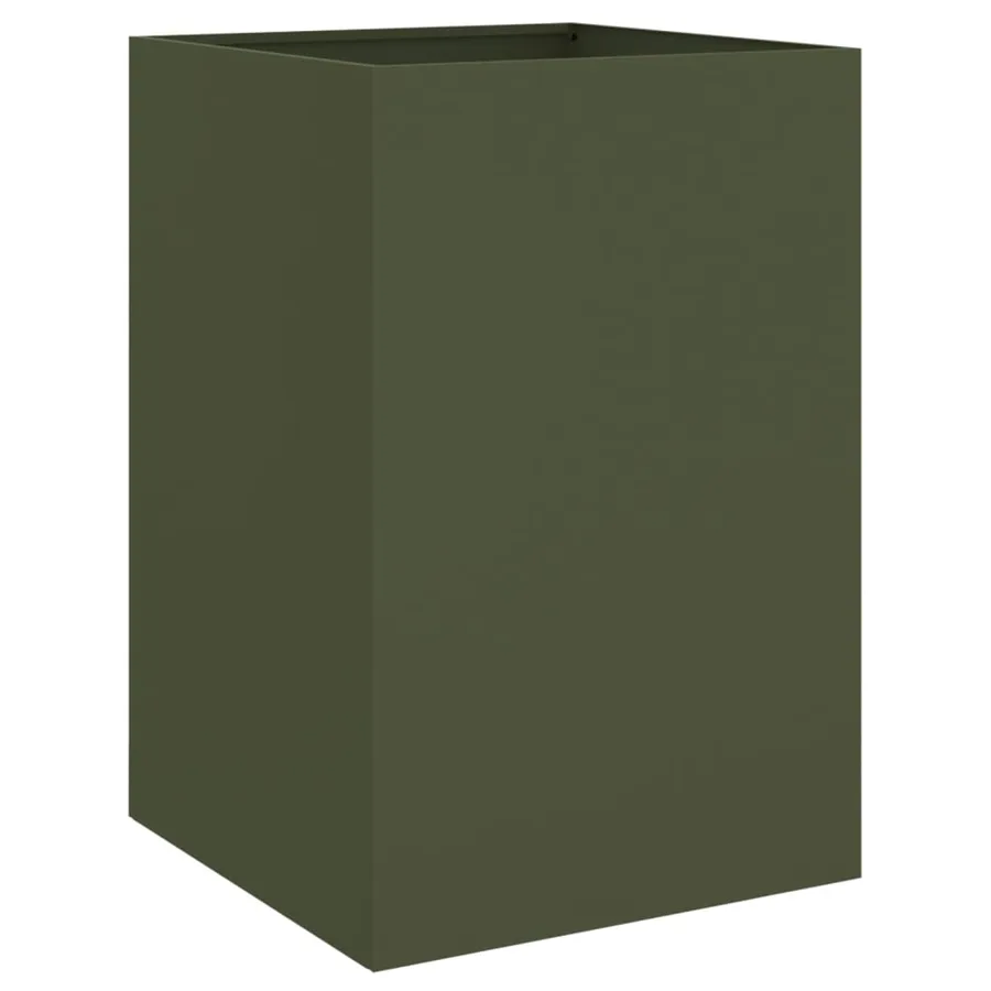 Jardinière vert olive 52x48x75 cm acier - 2
