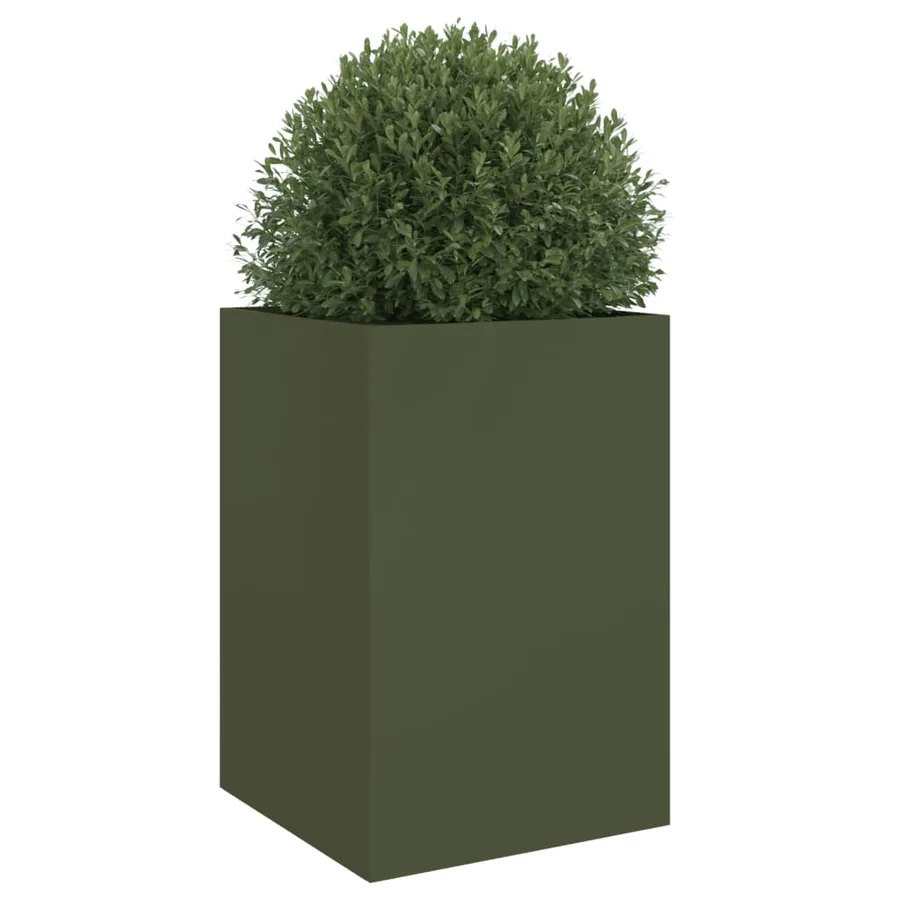 Jardinière vert olive 52x48x75 cm acier - 4