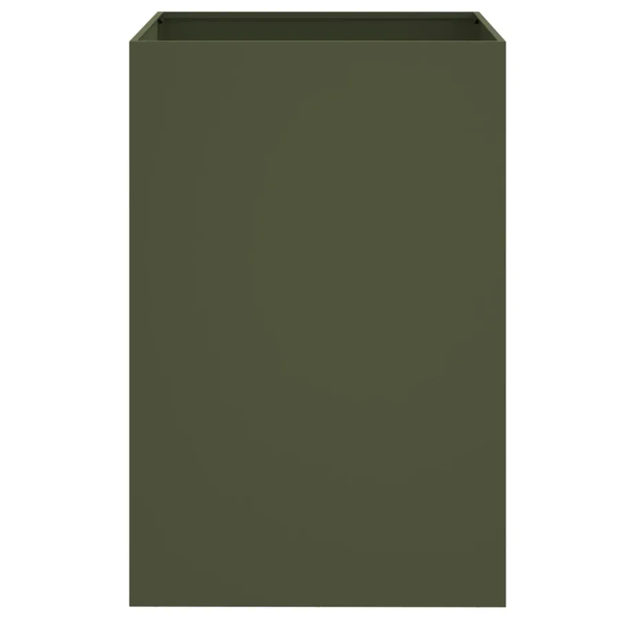 Jardinière vert olive 52x48x75 cm acier - 5