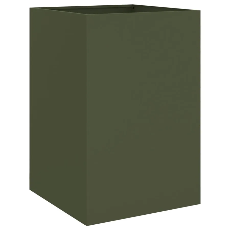Jardinière vert olive 52x48x75 cm acier - 7