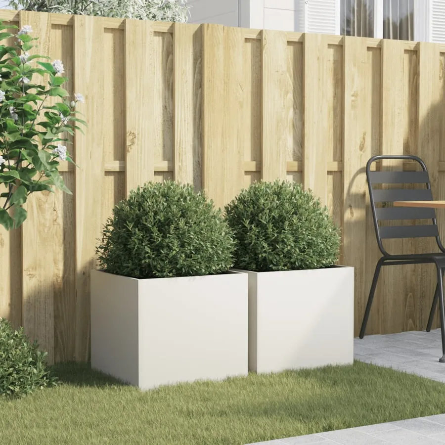 Jardinières 2 pcs blanc 42x40x39 cm acier - 3