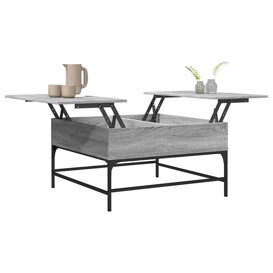 Table basse sonoma gris 80x80x45 cm bois d'ingénierie et métal - 4