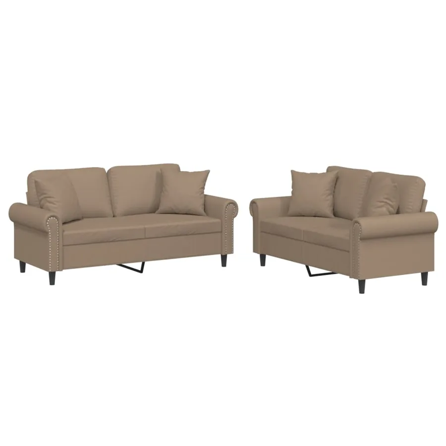 Ensemble de canapés 2 pcs avec coussins cappuccino similicuir - 2