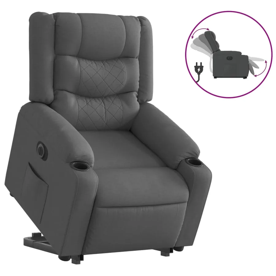 Fauteuil inclinable électrique gris foncé tissu - 2