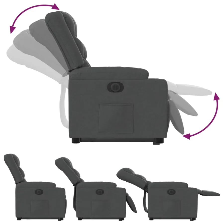 Fauteuil inclinable électrique gris foncé tissu - 7