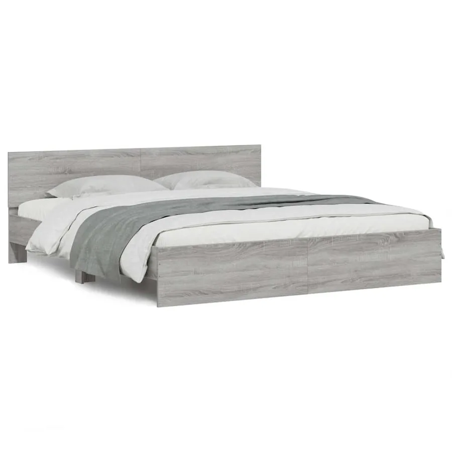 Cadre de lit avec LED sans matelas sonoma gris 200x200 cm - 5