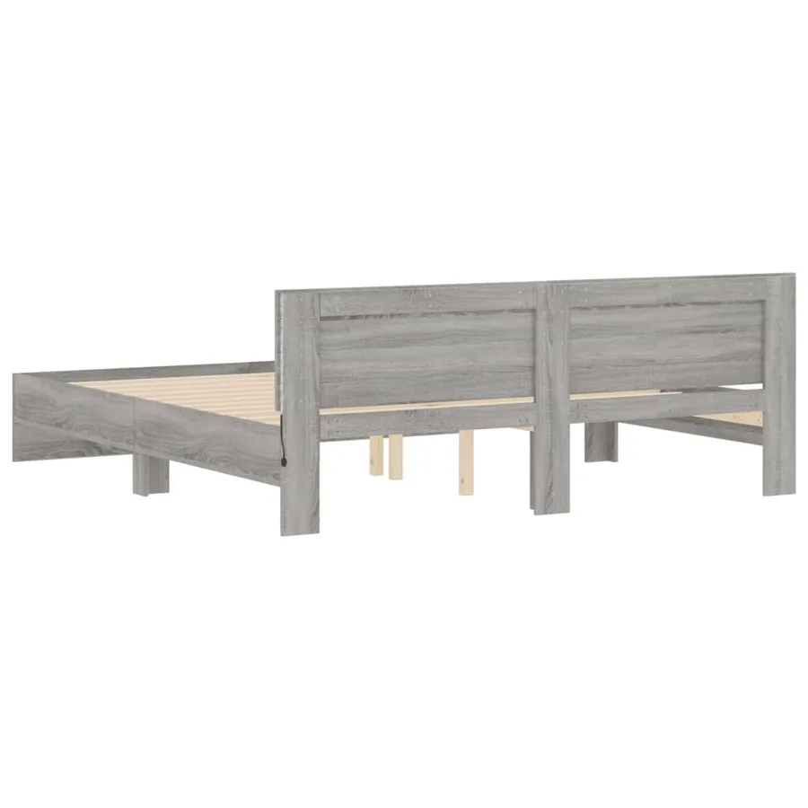 Cadre de lit avec LED sans matelas sonoma gris 200x200 cm - 9