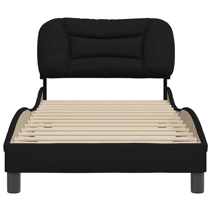Cadre de lit sans matelas Hvar noir 90x190 cm tissu - 4