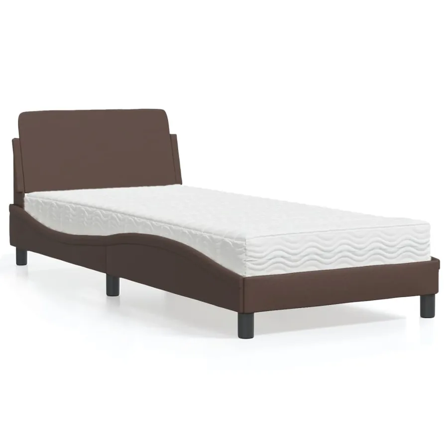 Lit avec matelas Dover marron 90x190 cm similicuir