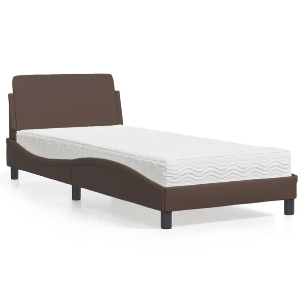 Lit avec matelas Dover marron 90x190 cm similicuir
