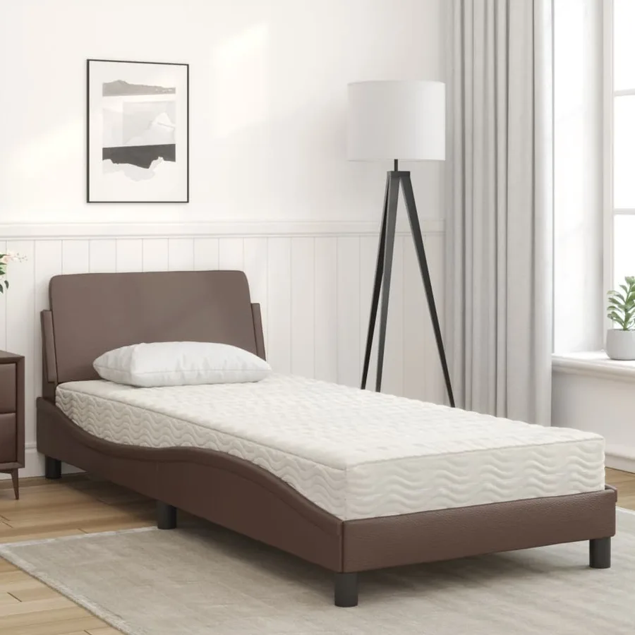 Lit avec matelas Dover marron 90x190 cm similicuir - 3