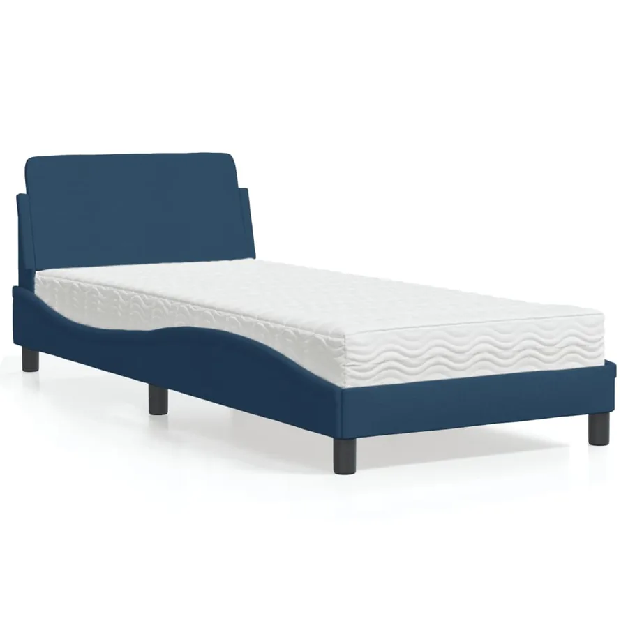 Lit avec matelas Dover bleu 90x190 cm tissu