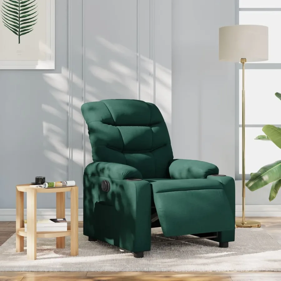 Fauteuil inclinable électrique Vert foncé Tissu - 15