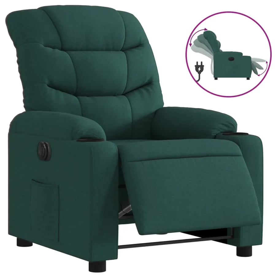 Fauteuil inclinable électrique Vert foncé Tissu - 2