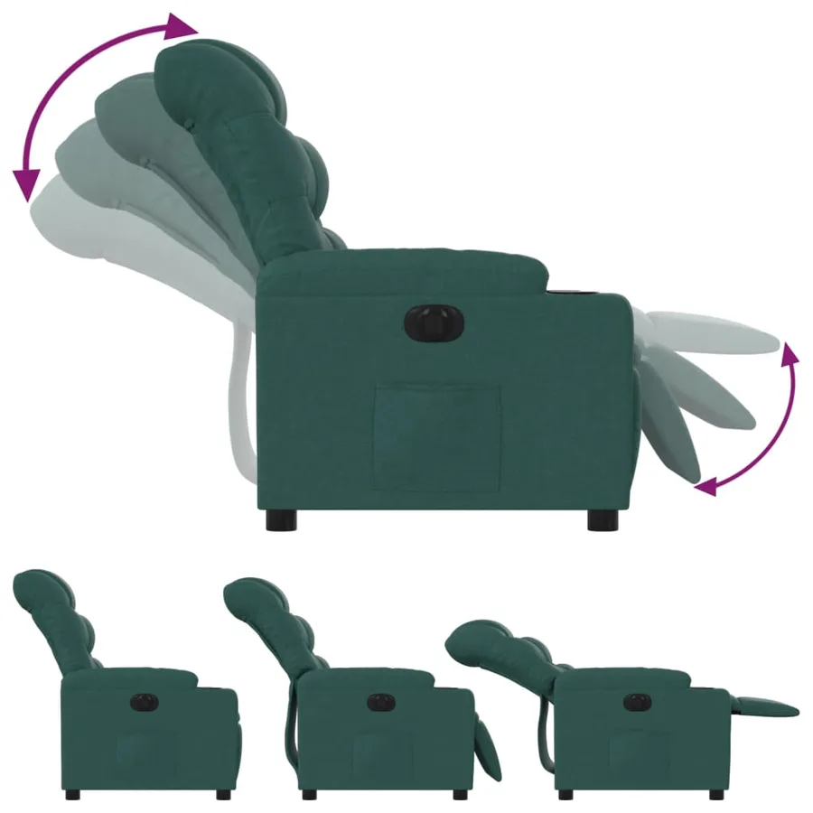 Fauteuil inclinable électrique Vert foncé Tissu - 7
