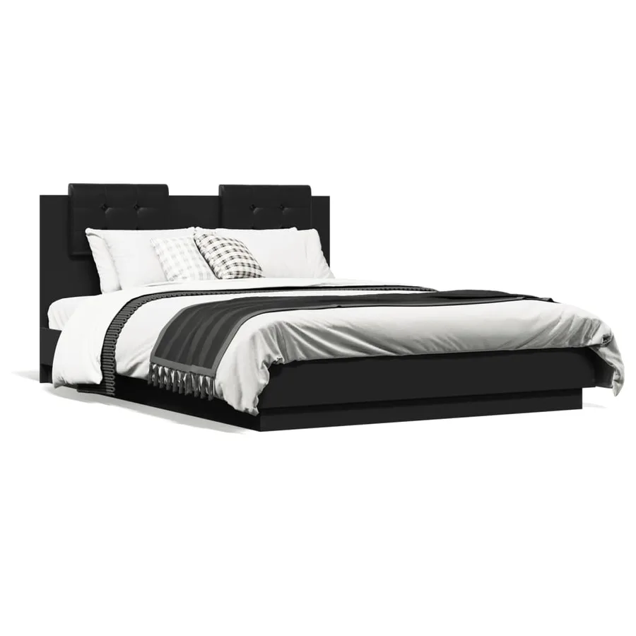 Cadre de lit sans matelas noir 135x190 cm - 2