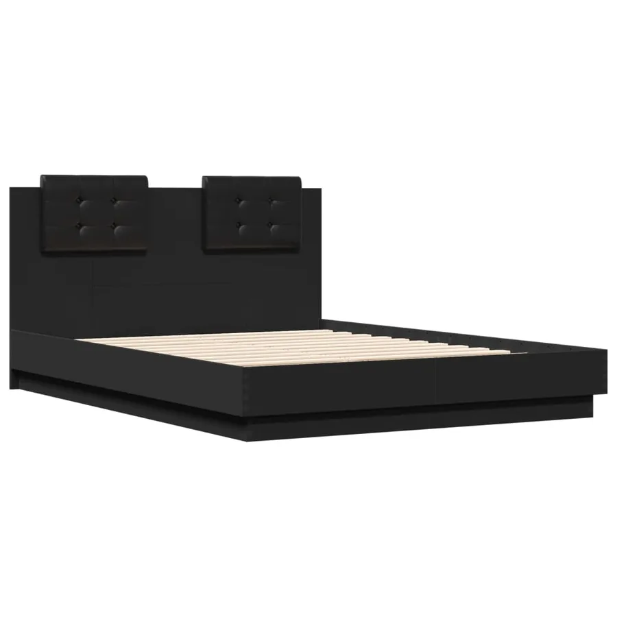 Cadre de lit sans matelas noir 135x190 cm - 3