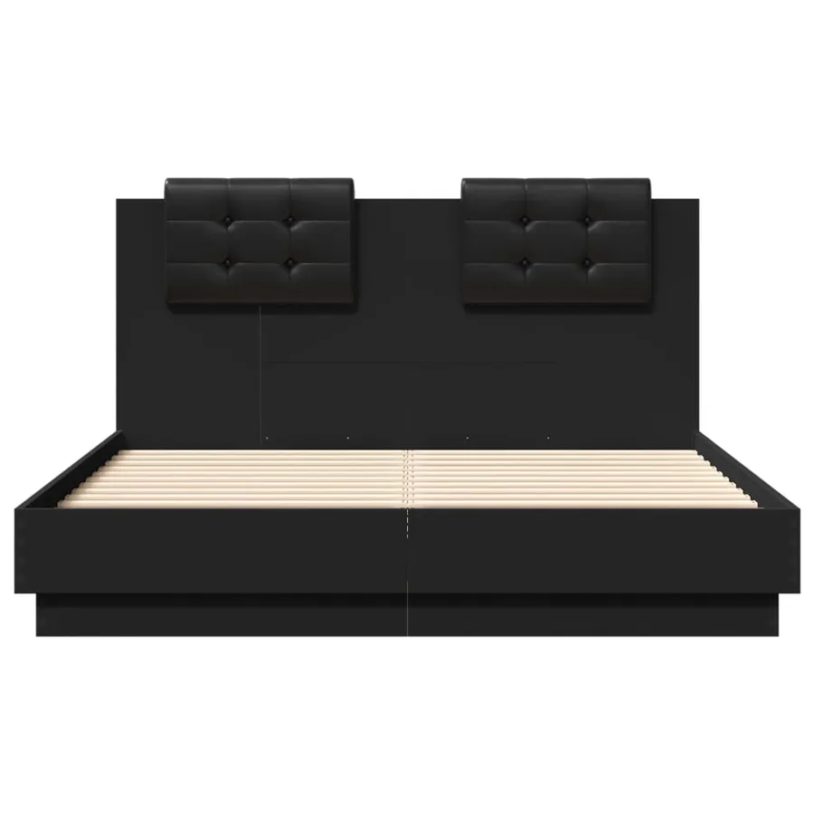 Cadre de lit sans matelas noir 135x190 cm - 4