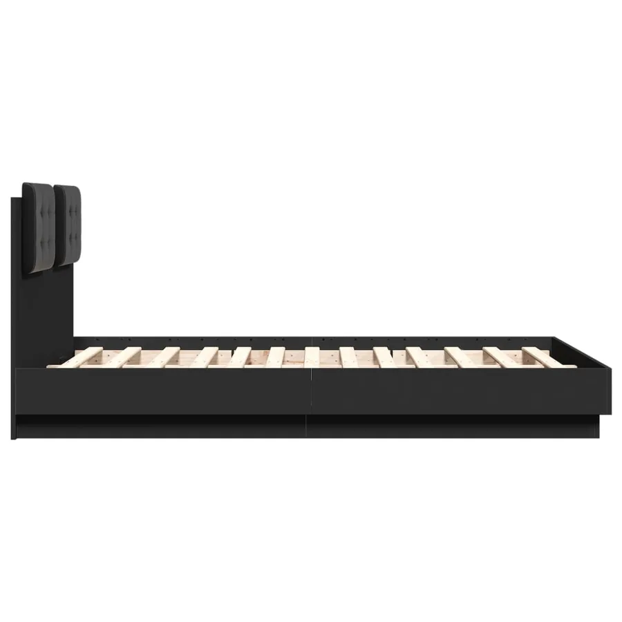 Cadre de lit sans matelas noir 135x190 cm - 5