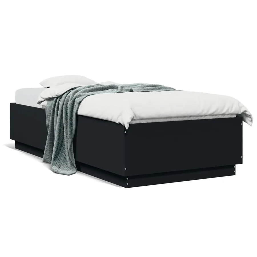Cadre de lit avec LED sans matelas noir 100x200 cm - 5