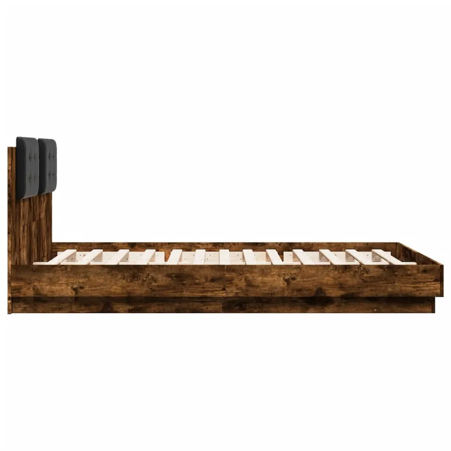 Cadre de lit avec LED sans matelas chêne fumé 150x200 cm - 7