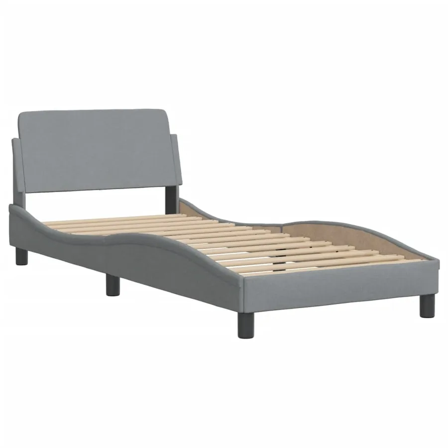 Lit avec matelas Dover gris clair 90x190 cm tissu - 4