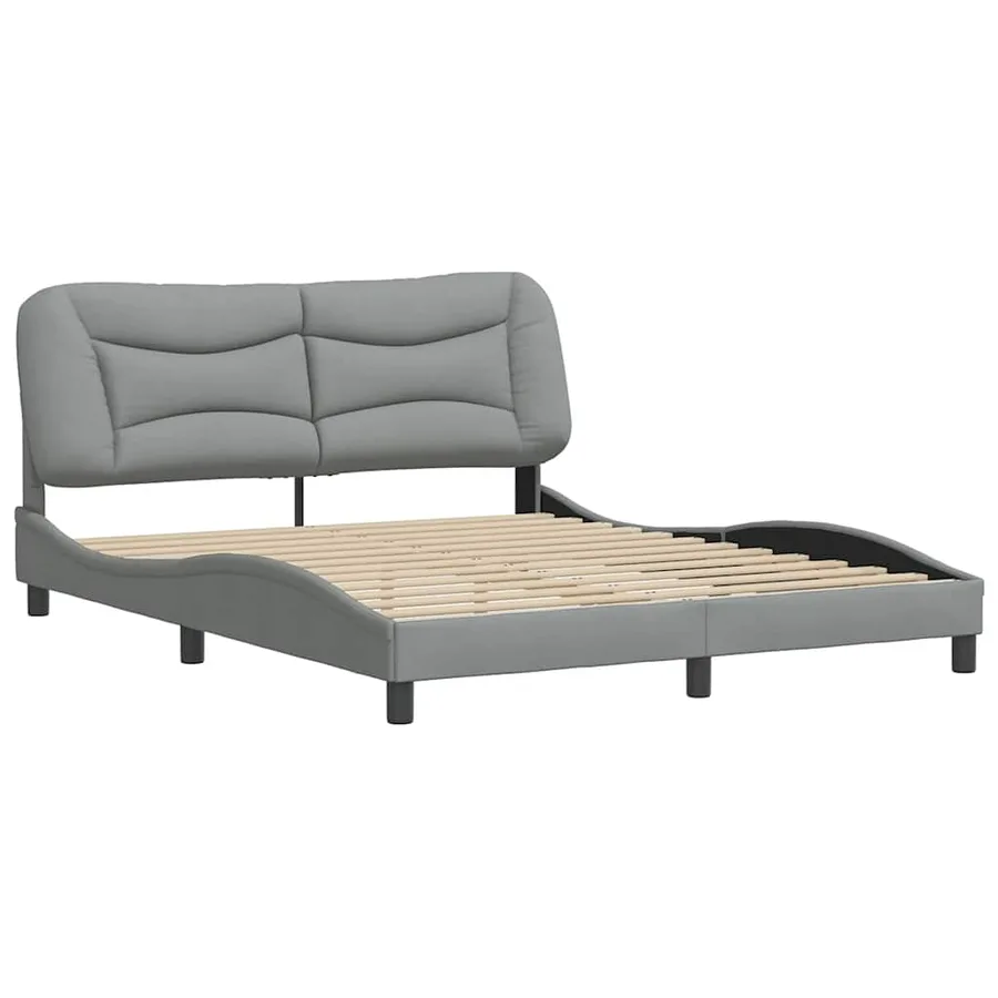 Cadre de lit sans matelas Hvar gris clair 160x200 cm tissu - 3