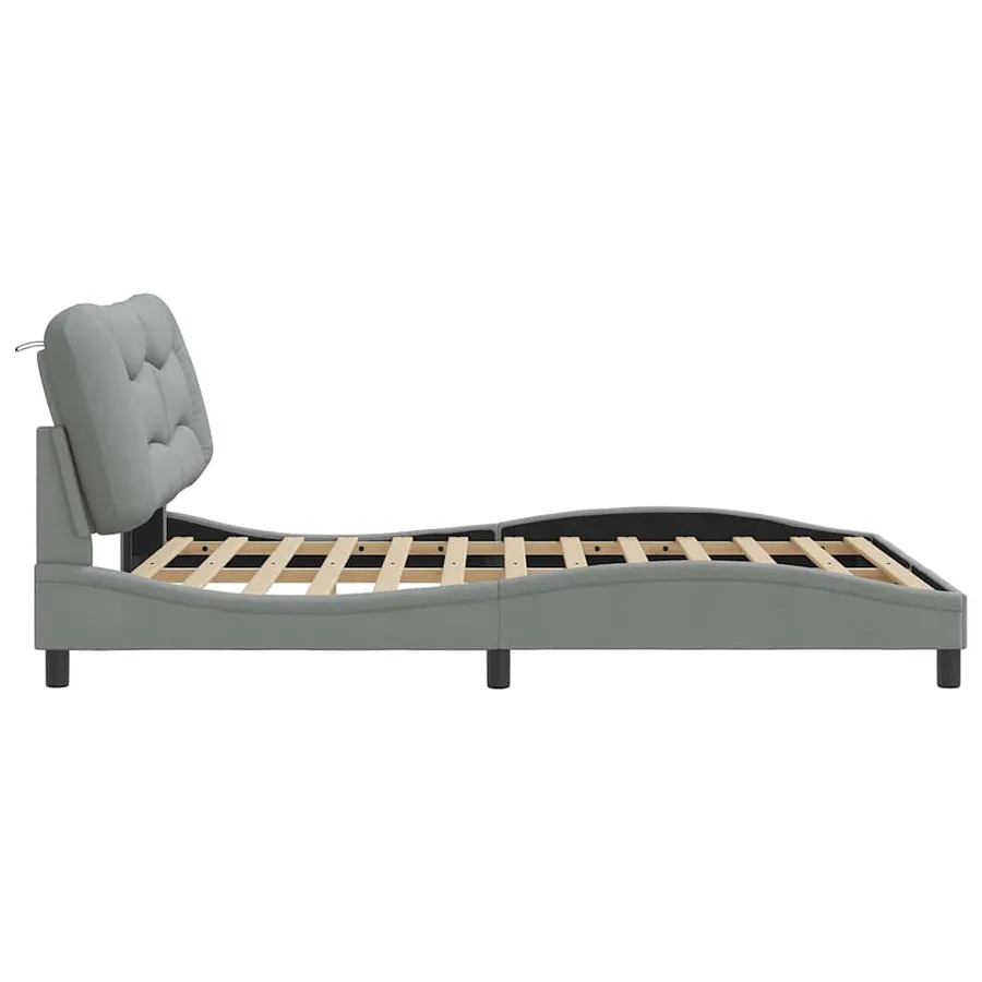 Cadre de lit sans matelas Hvar gris clair 160x200 cm tissu - 5