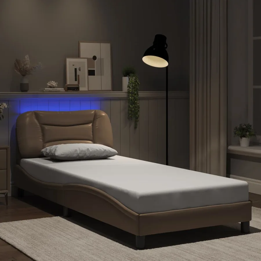 Cadre de lit avec LED sans matelas Hvar cappuccino 90x190 cm