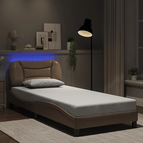 Cadre de lit avec LED sans matelas Hvar cappuccino 90x190 cm