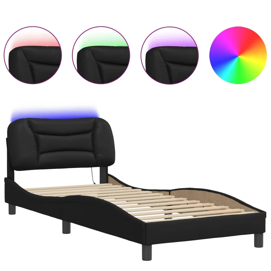 Cadre de lit avec LED sans matelas Hvar noir 90x190 cm - 2