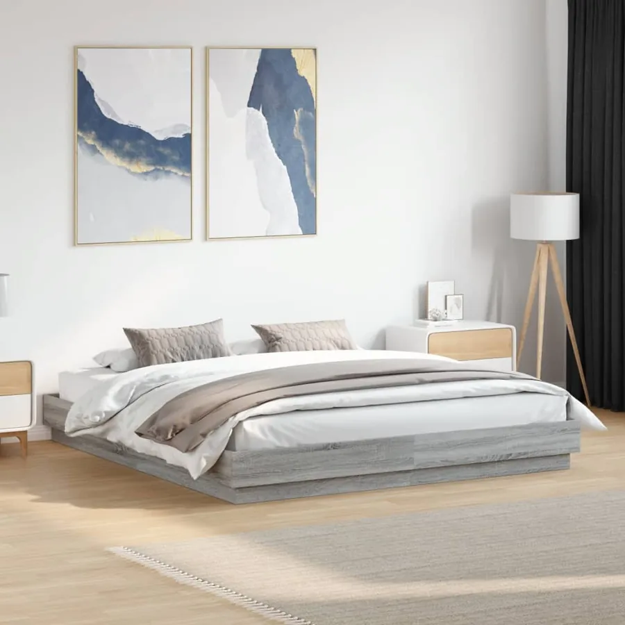 Cadre de lit sans matelas sonoma gris 200x200 cm