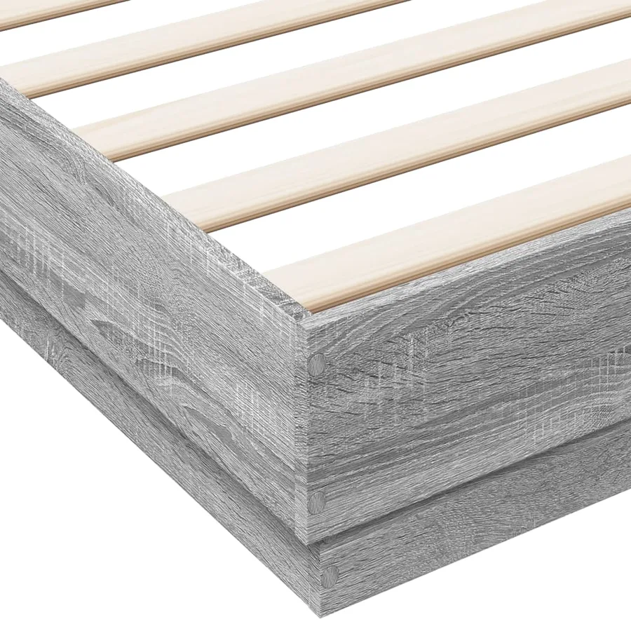 Cadre de lit sans matelas sonoma gris 200x200 cm - 7