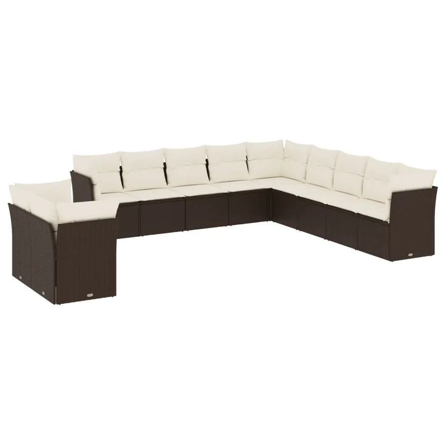 Salon de jardin et coussins 11 pcs marron résine tressée - 2