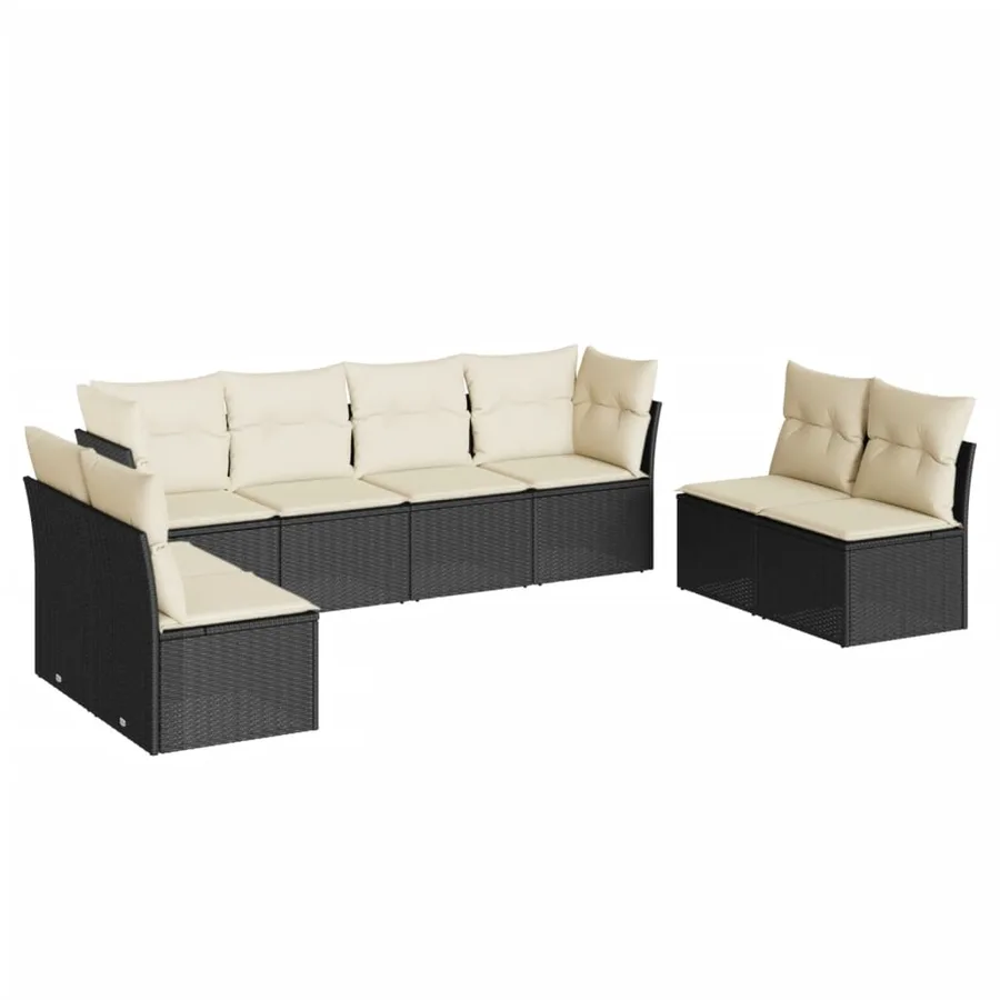 Salon de jardin 8 pcs avec coussins noir résine tressée - 2