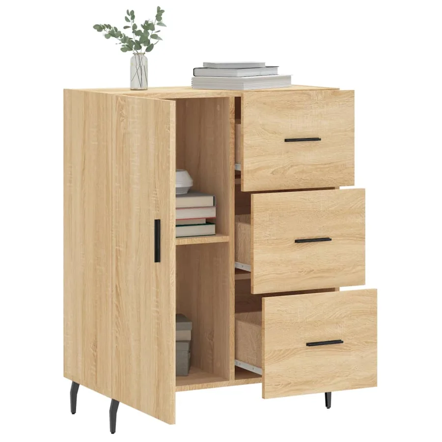 Buffet chêne sonoma 69,5x34x90 cm bois d'ingénierie - 4