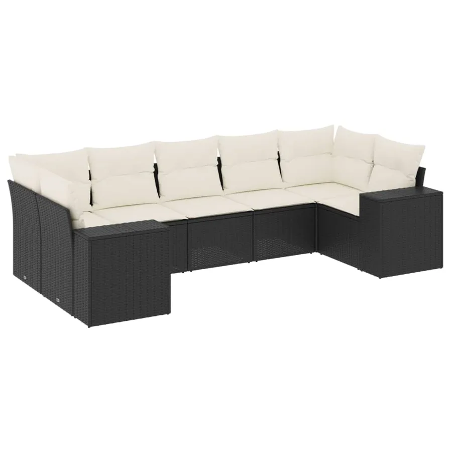 Salon de jardin 7 pcs avec coussins noir résine tressée 62 x 62 x 69 cm - 64,7 kg - 2