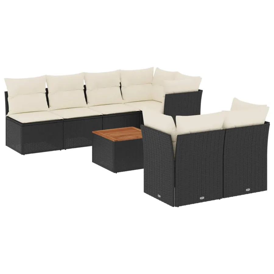 Salon de jardin 8 pcs avec coussins noir résine tressée - 2