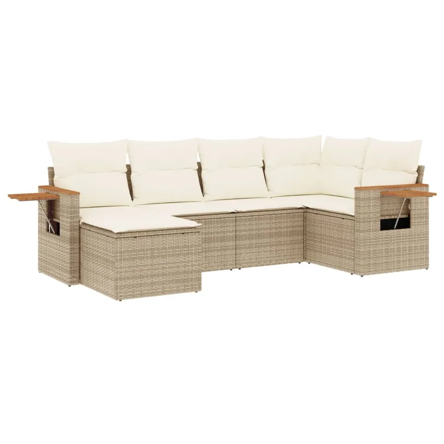 Salon de jardin avec coussins 6 pcs beige résine tressée - 2