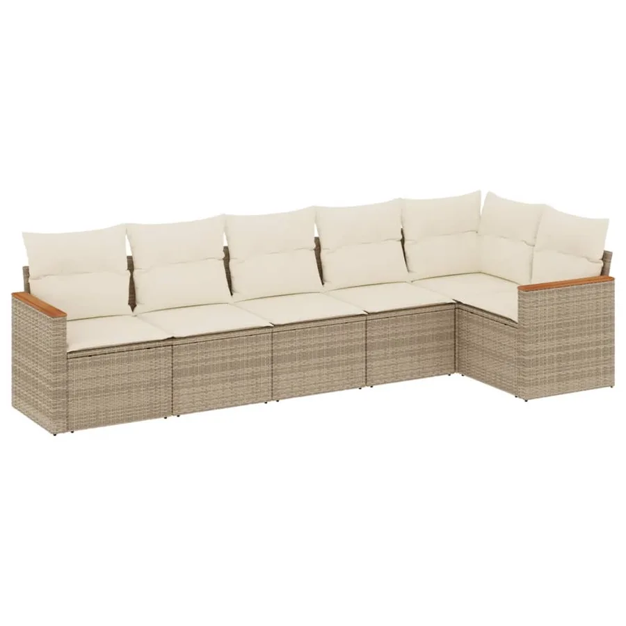 Salon de jardin avec coussins 6 pcs beige résine tressée - 2